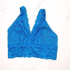 Soma Bralette Lace Plunge Bra Blue Sea Size XS Extra Small